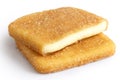 Square golden fried cheeses isolated