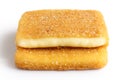 Square golden fried cheeses isolated