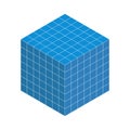 Square graph. isometric cube blue color drawing. Architect project texture.