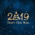 Square holiday web banner Happy New Year 2019 Royalty Free Stock Photo