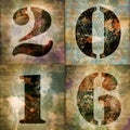 2016, square greeting card with industrial numbers Royalty Free Stock Photo