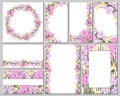 Square greeting cards. Floral design for postcards, invitations, labels, corporate identity. Royalty Free Stock Photo