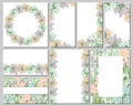 Square greeting cards. Floral design for postcards, invitations, labels, corporate identity. Royalty Free Stock Photo