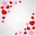 Square grey frame and red pink heart shape for template banner valentines card grey background, many hearts shape on grey