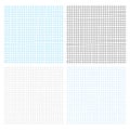 Square grid paper Notebook sheet texture cell template set. Vector illustration. Squared blank sheet with blue, gray Royalty Free Stock Photo