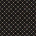 Square grid seamless pattern. Simple black and gold linear geometric ornament Royalty Free Stock Photo