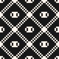 Square grid seamless pattern. Vector abstract black and white geometric texture Royalty Free Stock Photo
