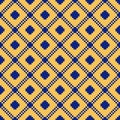 Square grid seamless pattern. Vector abstract blue and yellow geometric texture Royalty Free Stock Photo