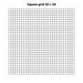 Square grid with 30 by 30 squares, grid texture background, vector illustration. Royalty Free Stock Photo