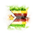 Square grunge flag of zimbabwe