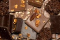 Square hand made pieces of chocolate Royalty Free Stock Photo