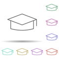 Square hat multi color icon. Simple thin line, outline vector of school icons for ui and ux, website or mobile application Royalty Free Stock Photo