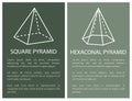 Square and Hexagonal Pyramid Geometric Shapes Set