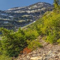 Square Hiking trail on Mount Tompanogos, Utah with snow