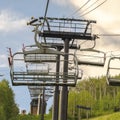 Square Hiking trails and chairlifts on a sceneic summer landscape in Park City Utah