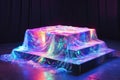Square holographic fabric podium product presentation