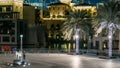 Square with horse monument near Souk and Burj Khalifa timelapse in Dubai, UAE Royalty Free Stock Photo