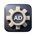 Square icon with gear and letters ad Royalty Free Stock Photo