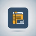 Square icon with rounded corners features a stylized folder design in yellow and white. The folder Royalty Free Stock Photo