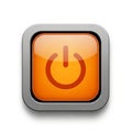 Orange Power Button Icon with Circular Arrow Symbol in Brushed Metal Square Frame on off Royalty Free Stock Photo