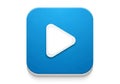 Square icon with rounded corners featuring a white play button Royalty Free Stock Photo