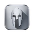 Square icon of Spartan helmet with scratches from Royalty Free Stock Photo