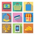 Square icons for internet shopping and banking Royalty Free Stock Photo
