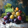 Still life painting of colorful grapes using strong brush strokes