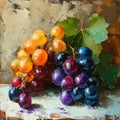 Still life painting of colorful grapes using strong brush strokes