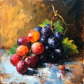 Still life painting of colorful grapes using strong brush strokes