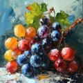 Still life painting of colorful grapes using strong brush strokes