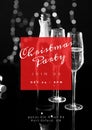 Square image of christmas party text and glasses of champagne Royalty Free Stock Photo