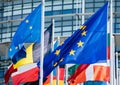 Flags of all member states of the European Union Parliament Royalty Free Stock Photo