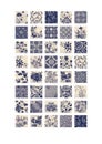 Square images 1 inch printable collage sheet blue beige floral elements patterned images printable