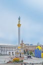 The Square of Independence in Kiev Ukraine. View of the street Khreshchatyk and Maidan Nezalezhnosti in Kiev Royalty Free Stock Photo