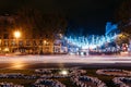 Square of Independence in Madrid at night on Christmas Time