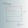 Square infographic template divided to three parts from double outlines