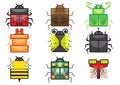 Square insect icon collection