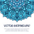 Square invite template. Vector invitation with mandala design element.