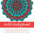 Square invite template. Vector invitation with mandala design element. Round flower ornament. Decorative vintage print. Luxury flo