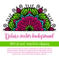 Square invite template. Vector invitation with mandala design element. Round flower ornament. Decorative vintage print