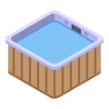 Square jacuzzi icon, isometric style