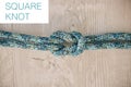 Square knot, rope texture and cable band for hiking, climbing and secure line safety. Abstract background zoom wrap