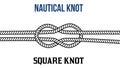 Square knot on white background