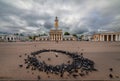 The square of Kostroma. Fire Tower. Pigeons. The Russian province.