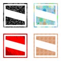 Square labels with different patterns, colors, isolated.