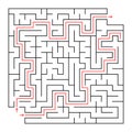 A square labyrinth. Choose the right way to get out of the maze. Simple flat vector isolated illustration. With a place for your d Royalty Free Stock Photo