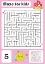 A square labyrinth. Developmental game for children. Vector illustration isolated on white background. Color design with cute Royalty Free Stock Photo