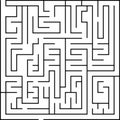 Square labyrinth with entry and exit. Line maze game. Medium complexity.