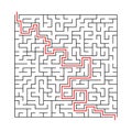 Square labyrinth with entry and exit.vector game maze puzzle with solution